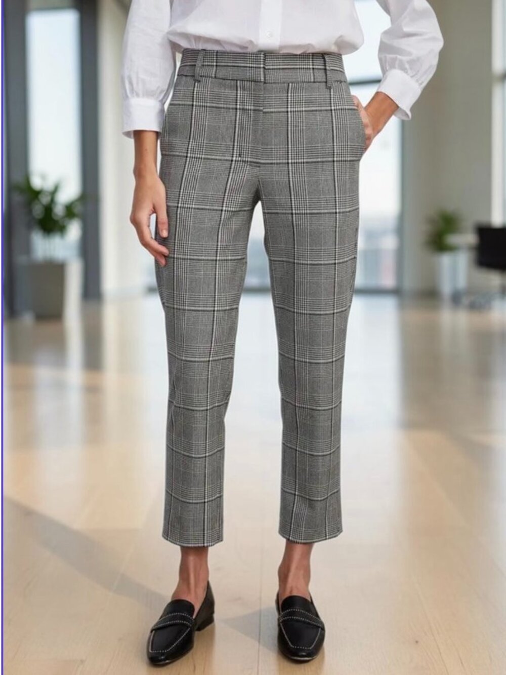 Velvet By Graham & Spencer Abigail Trouser Pant 8 Glen Plaid Straight Leg